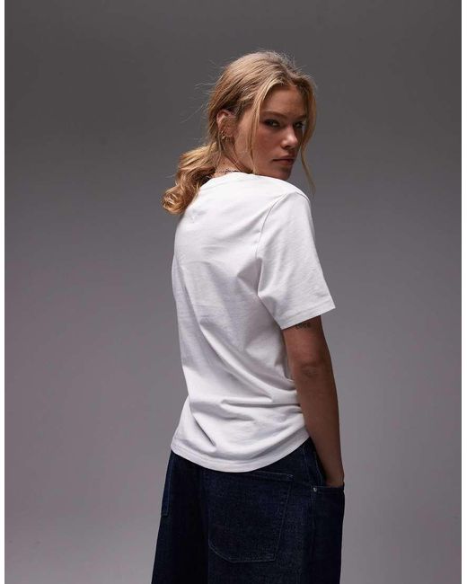 Camiseta Blanca Y Rosa Extragrande Con Estampado Gráfico De Vacaciones De -Blanco Tommy Hilfiger de color Gray