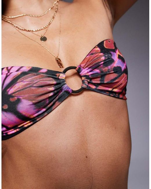 ASOS Pink Brooke Ring Bandeau Bikini Top