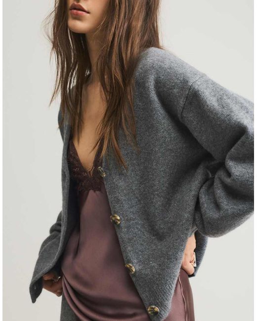 Pull&Bear Gray Soft Knit Cardigan