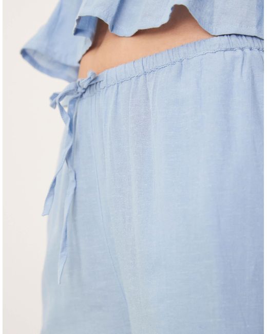 Iisla & Bird Blue Skinny Waist Band Beach Trouser Co-ord