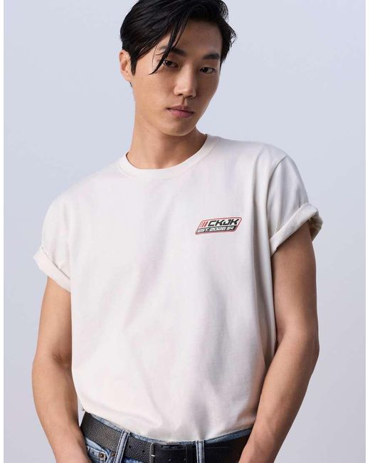 Calvin Klein White Jung Kook For Calvin Klein Racing Badge Graphic T-shirt for men