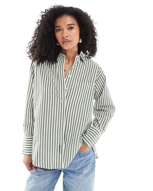 Camicia A Righe Con Tasca di New Look in Blue