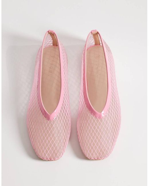 SEQWL Pink Woven Mesh Ballet Flats