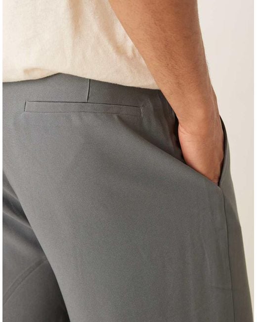 ASOS Gray Oversize Tapered Smart Trousers With Wrap Front for men