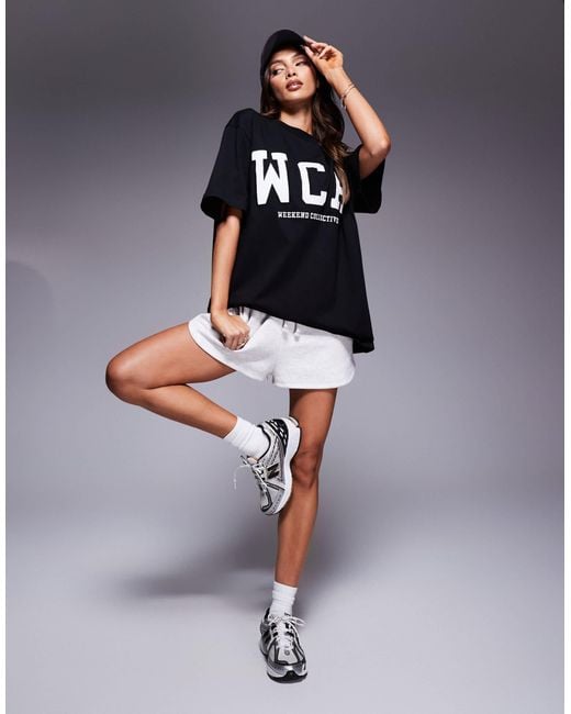 ASOS Blue Weekend Collective Icon Oversized T-shirt With Embroidered Wca Graphic