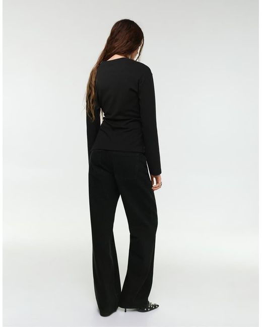 Pull&Bear Black Long Sleeve T-shirt