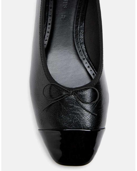 Stradivarius White Bow Detail Leather Effect Ballet Pumps