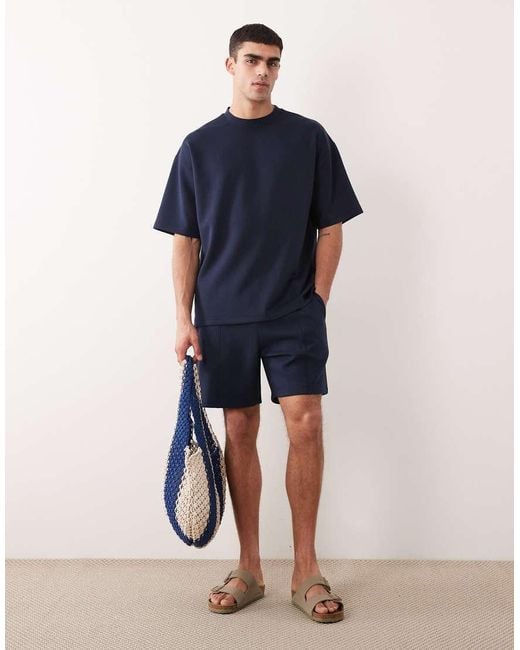 ASOS Blue Luxe Interlock Oversized T-shirt for men