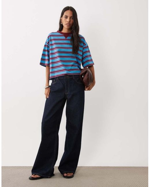 ASOS Blue Striped Boxy T-shirt