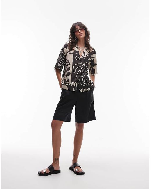 TOPSHOP Resort Overhemd Met Abstracte Print in het Multicolor