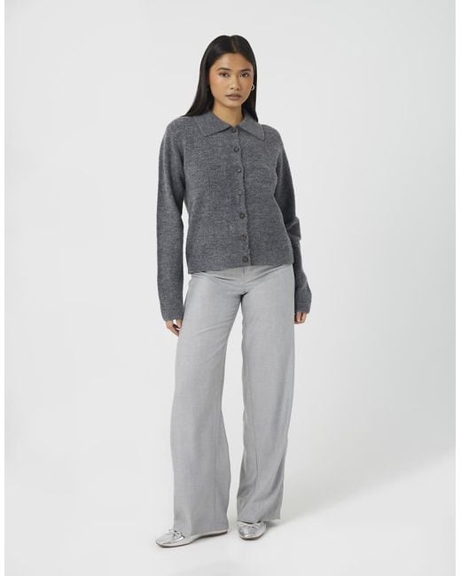 Brave Soul Gray Collared Button Through Knitted Cardigan