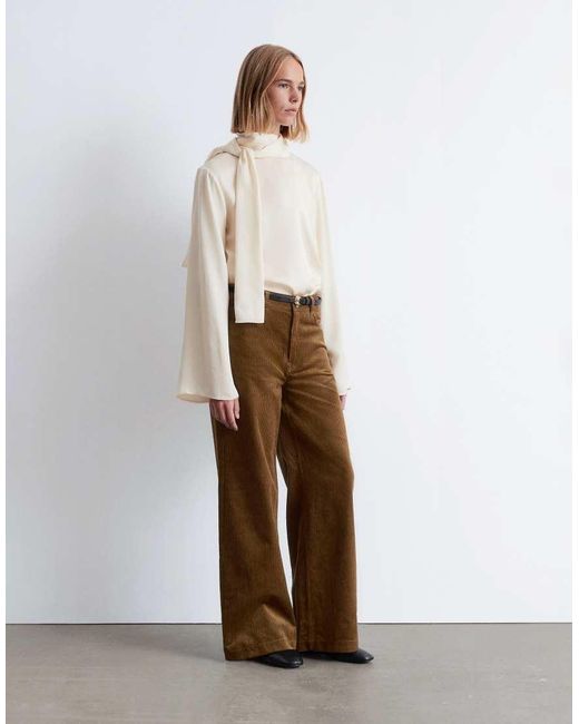 & Other Stories Brown Cord Wide Leg Trousers With 5-pocket Detail