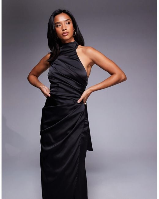 TFNC London Blue – hochgeschlossenes maxikleid aus satin