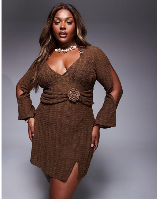 ASOS Brown Asos design curve – raffi – minikleid