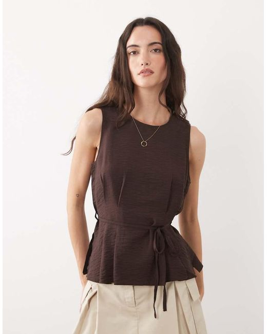 New Look Brown Longline Belted Tunic Top