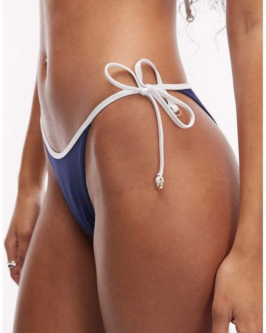 Tommy Hilfiger Blue Contrast Tie Side Bikini Bottoms