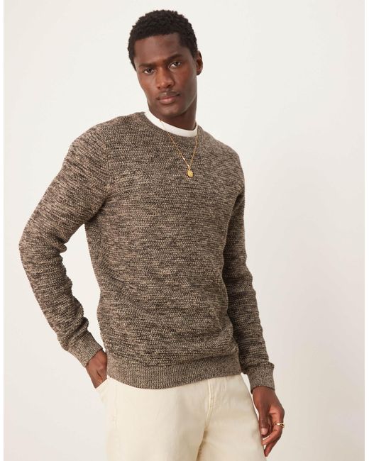 SELECTED – strukturierter strickpullover in Brown für Herren