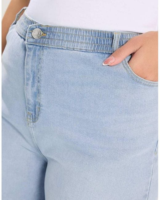 Yours Clothing Blue Wide Leg Puddle Jeans