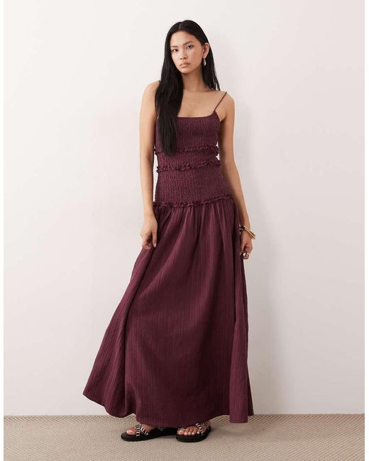 ASOS Purple Asos Design Tall Crinkle Maxi Dress With Shirred Dropped Waist