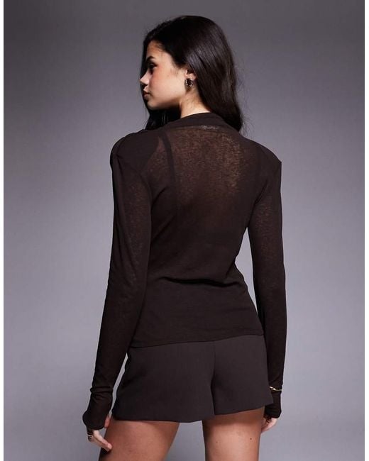 ASOS Black Grown On Neck Drape Top