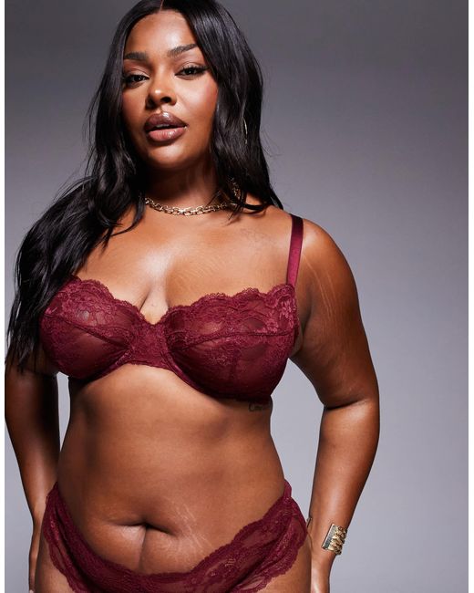 ASOS Red Asos Design Curve Lola Lace Underwi Bra