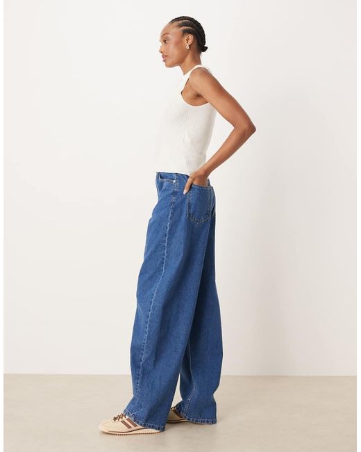 ASOS Blue Asos Design Tall High Waist Barrel Leg Jeans