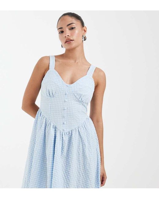 Vero Moda Blue Button Front Gingham Mini Dress