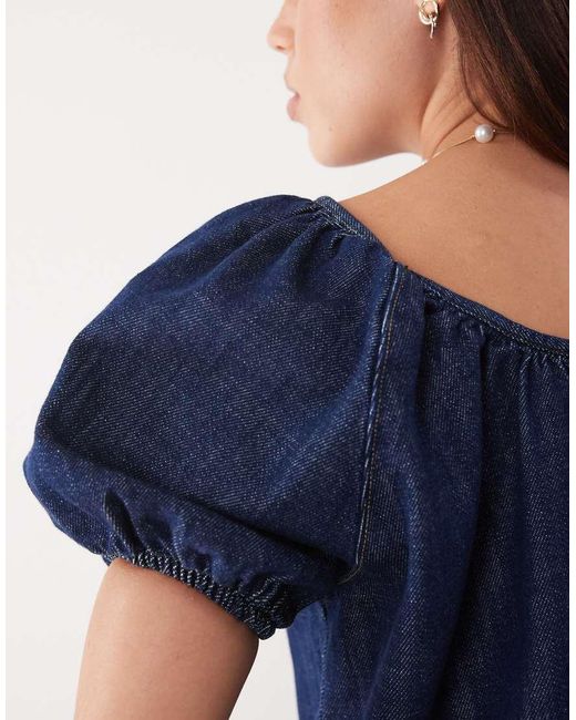 ASOS Blue Denim Bubble Hem Top Co Ord