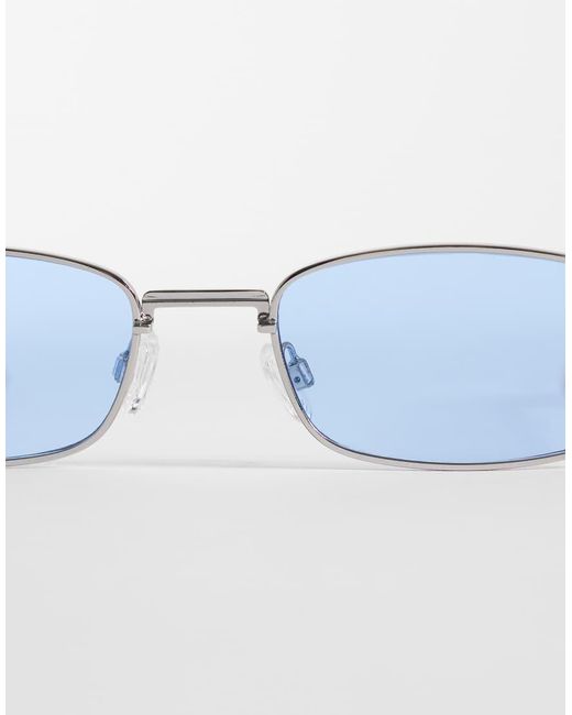 ASOS Blue Rectangle Metal Sunglasses for men