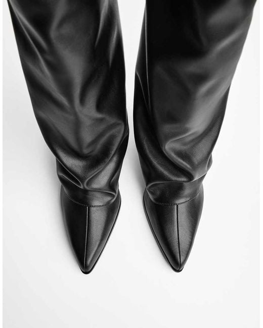 Bershka Black High-heel Boots With Trousers