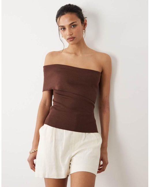 Mango Brown One Shoulder Top