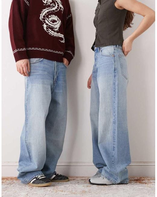 Weekday Blue Astro Low Rise Baggy Fit Jeans