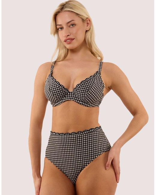 Peek & Beau Black Margot Gingham Scallop Trim Underwire Bikini Top