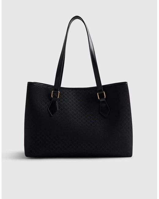 River Island Black Stripe Monogram Shopper Bag