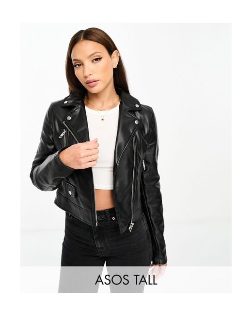 ASOS Black Asos Design Tall Ultimate Faux Leather Biker Jacket