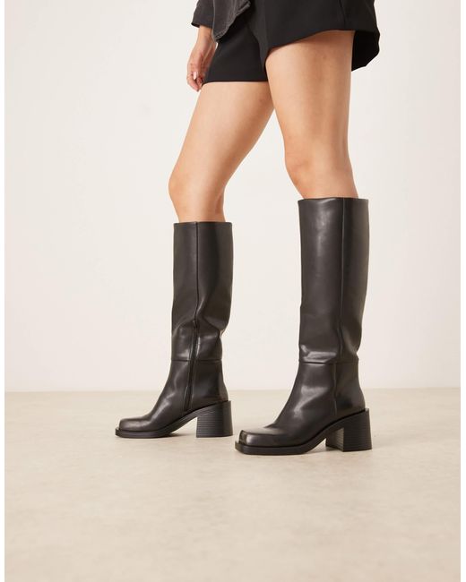 ASOS Natural Campbell Chunky Heeled Knee Boots