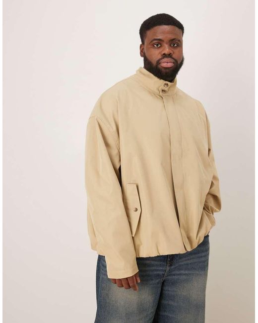 ASOS Natural Oversized Funnel Neck Jacket for men