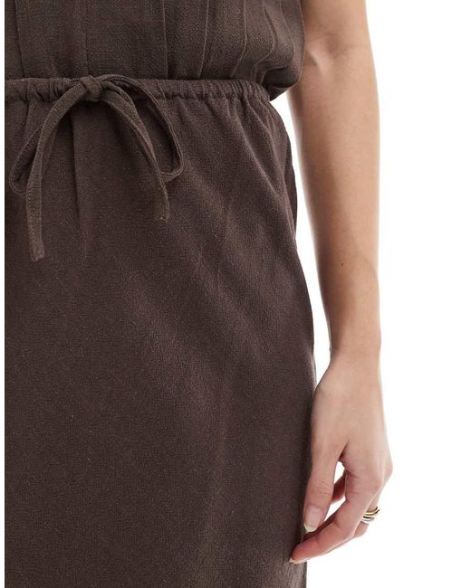 Falda Larga Marrón Con Cordón Ajustable En La Cintura De Mezcla De Lino De (Parte De Un Conjunto) 4th & Reckless de color Brown