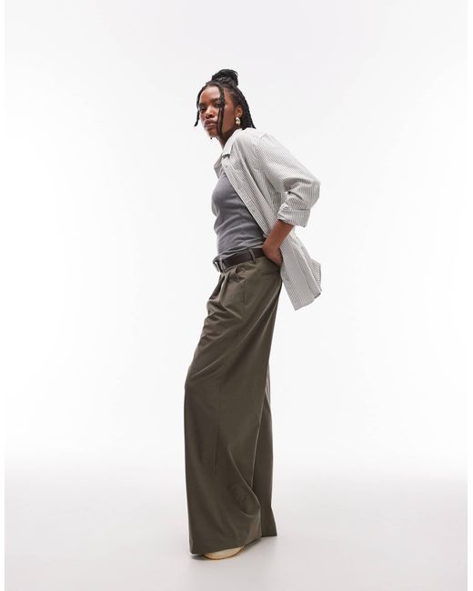 Débardeur côtelé à encolure dégagée - foncé chiné TOPSHOP en coloris Gray