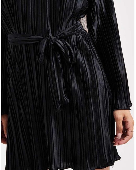 Vero Moda Black Tie Waist Plisse Mini Dress
