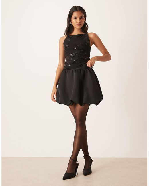 Gina Tricot Black Satin Mini Balloon Skirt