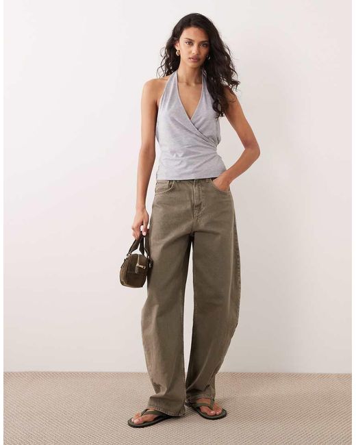 ASOS Gray Tie Wrap Detail Halter Top