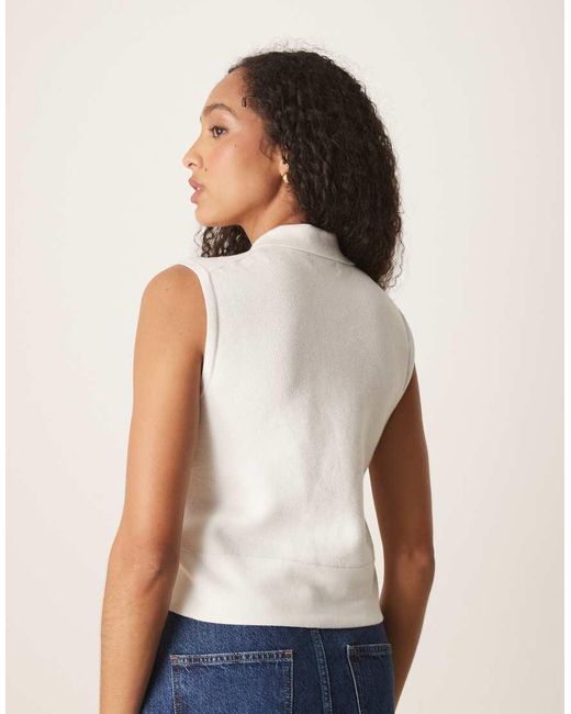 Polo Ralph Lauren White Icon Logo Cropped Sleeveless Polo Shirt