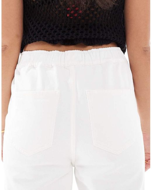 Miss Selfridge White Elasticated Waist Straight Leg Jeans