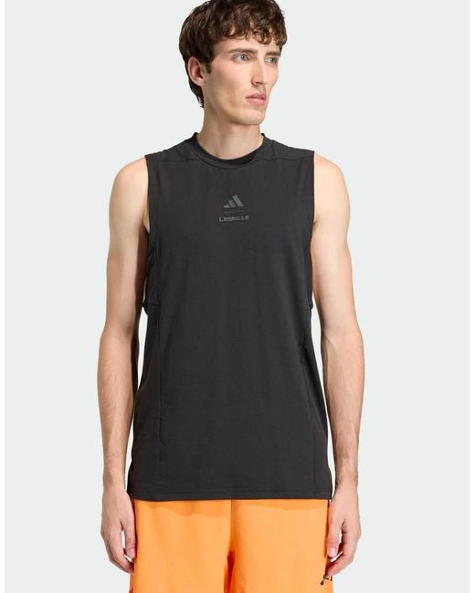 Adidas Originals Black Les Mills Graphic Tank Top for men