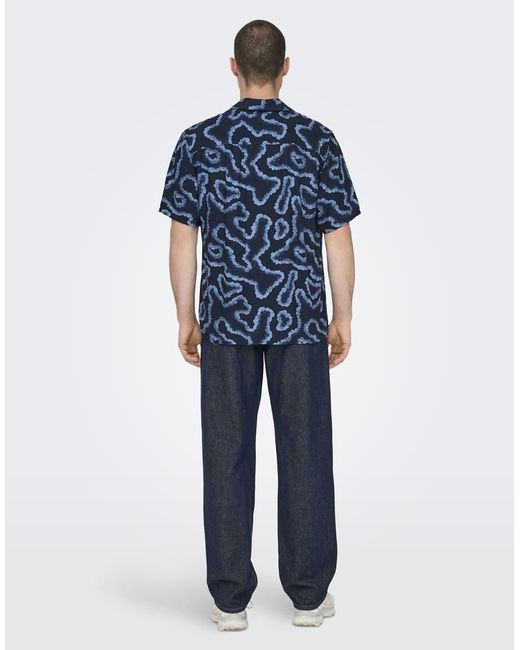Camicia Indaco Umore di Only & Sons in Blue da Uomo