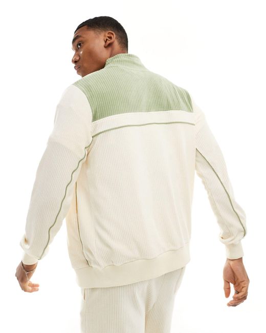 Veste en velours côtelé coupe classique - cassé à détails verts ASOS pour homme en coloris White