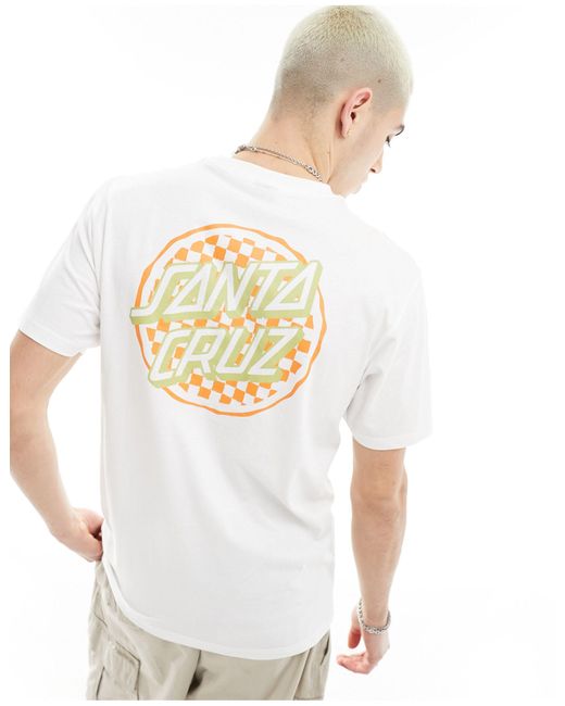 T-shirt avec imprimé graphique damier au dos Santa Cruz pour homme en coloris White