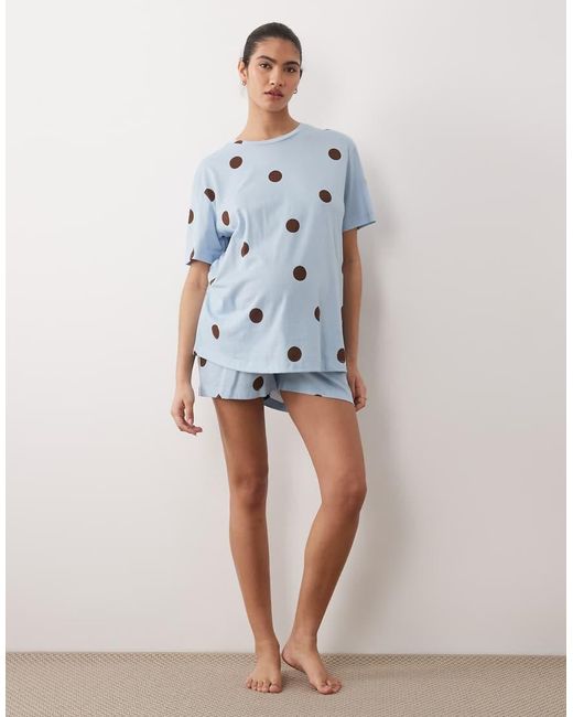 ASOS Blue Asos Design Maternity Oversized Tee And Shorts Pyjama Set