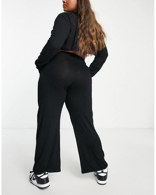Yours Black Pleated Wide Leg Tailored Pants